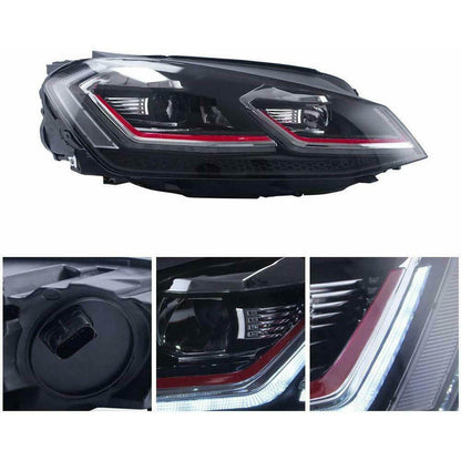Halogen Scheinwerfer mit rotem Akzent passend für VW Golf 7 2012-2017