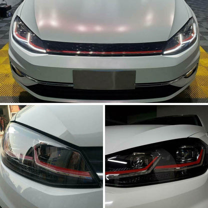 Halogen Scheinwerfer mit rotem Akzent passend für VW Golf 7 2012-2017