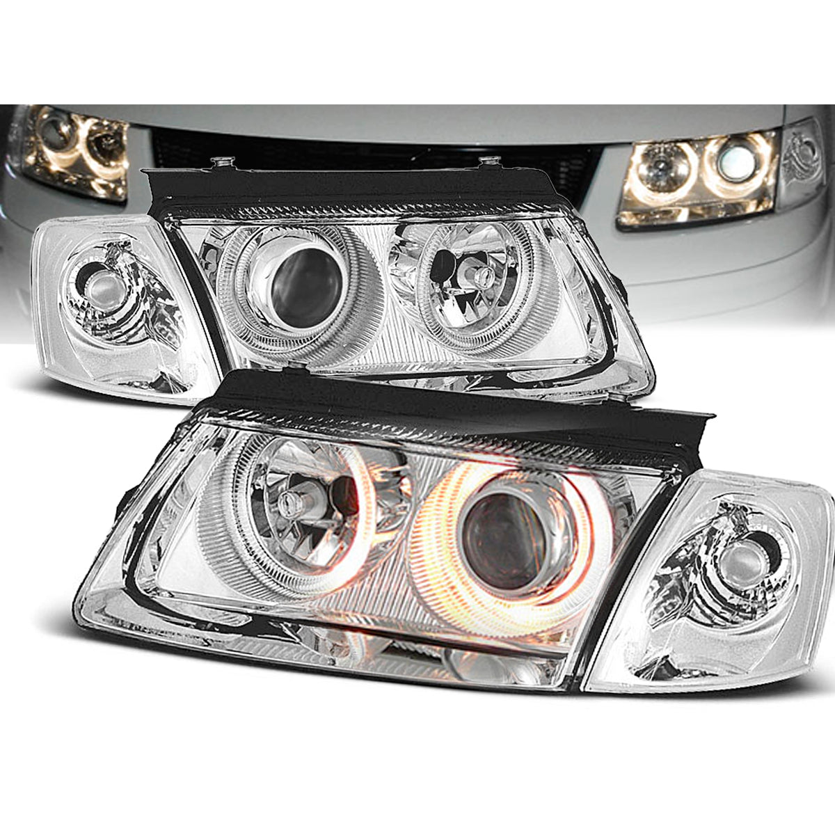 Scheinwerfer Angel Eyes Chrom passend für VW Passat B5 3B 11.96-08.00