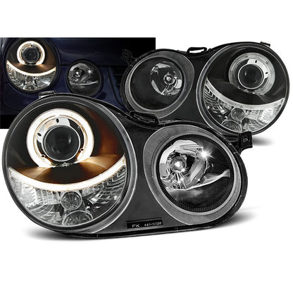 Scheinwerfer Angel Eyes Schwarz passend für VW Polo 9N 11.01-04.05