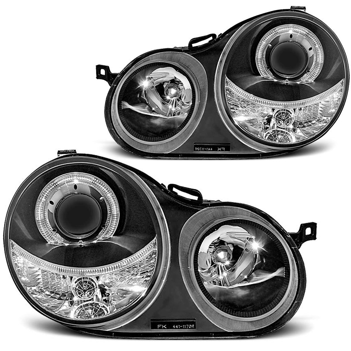 Scheinwerfer Angel Eyes Schwarz passend für VW Polo 9N 11.01-04.05