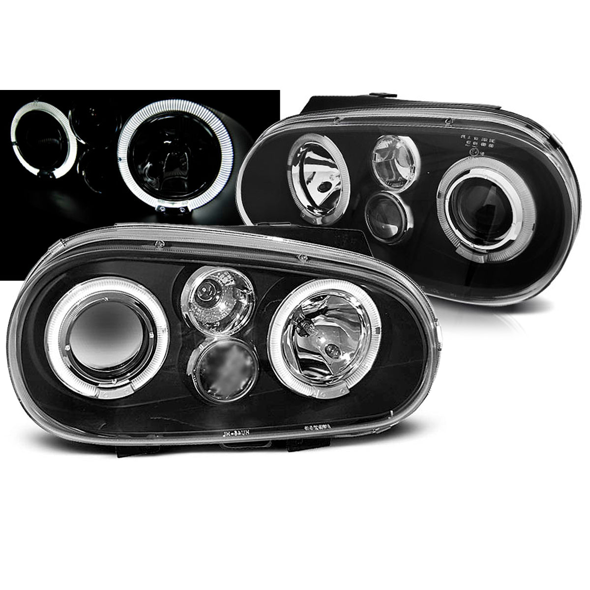 Scheinwerfer Angel Eyes Schwarz passend für VW Golf 4 09.97-09.03