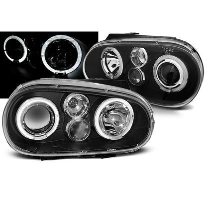 Scheinwerfer Angel Eyes Schwarz passend für VW Golf 4 09.97-09.03