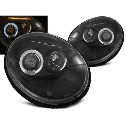 Scheinwerfer Angel Eyes Schwarz passend für VW New Beetle 10.98-05.05