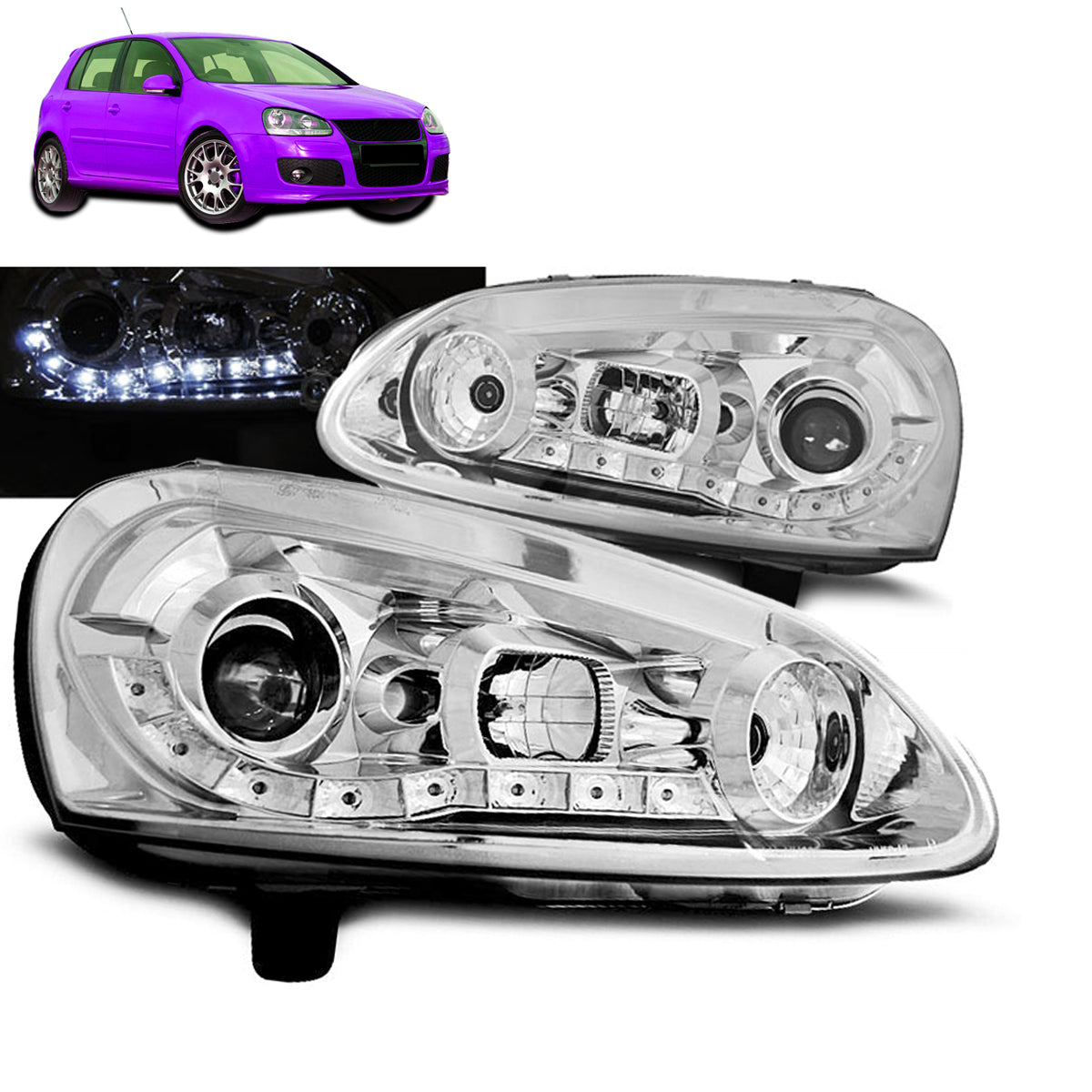 Scheinwerfer Daylight Chrom passend für VW Golf 5