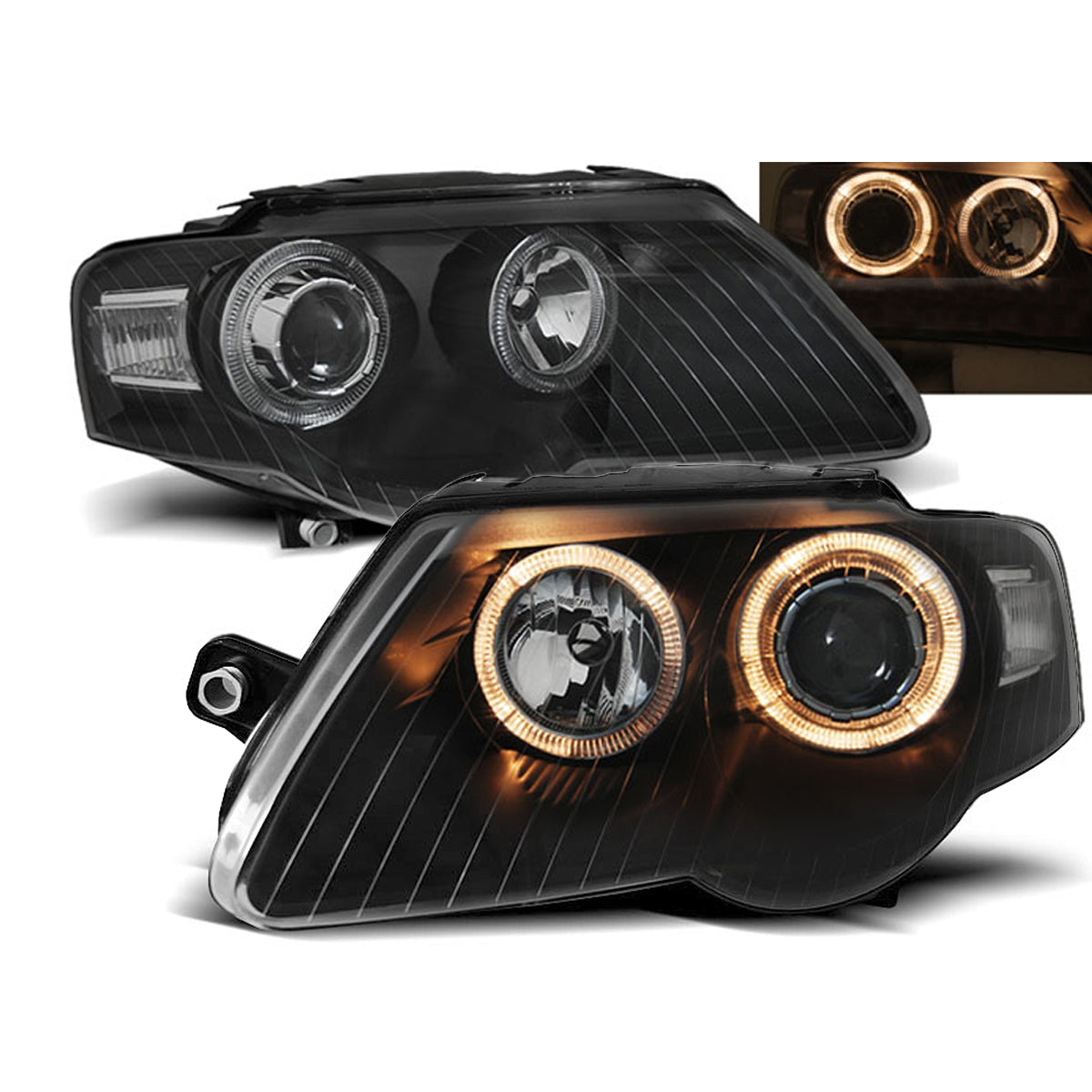 Scheinwerfer Angel Eyes Schwarz passend für VW Passat B6 3C 03.05-10