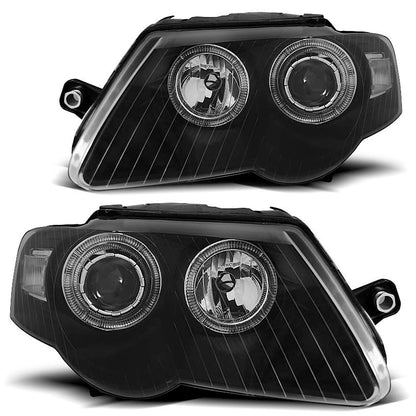 Scheinwerfer Angel Eyes Schwarz passend für VW Passat B6 3C 03.05-10