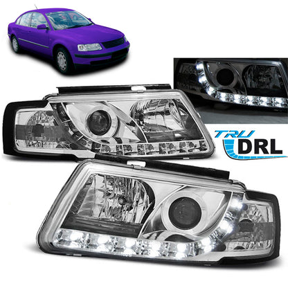Scheinwerfer True DRL Chrom passend für VW Passat B5 3B 11.96-08.00