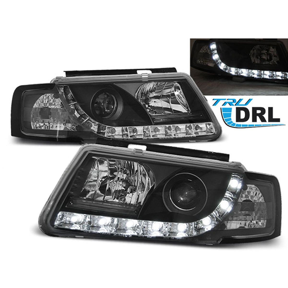 Scheinwerfer True DRL Schwarz passend für VW Passat B5 3B 11.96-08.00