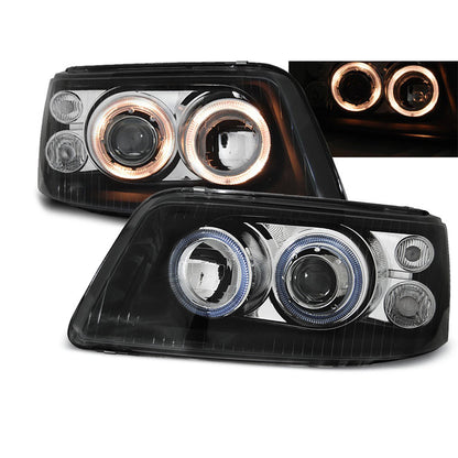 Scheinwerfer Angel Eyes Schwarz passend für VW T5 04.03-08.09