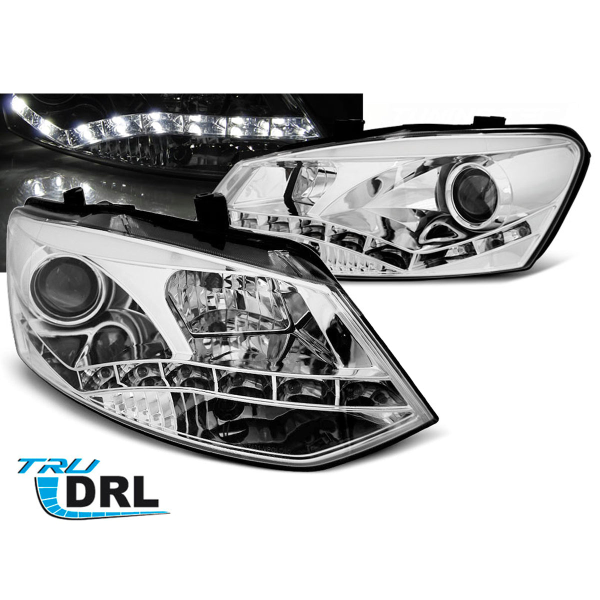 Scheinwerfer True DRL Chrom passend für VW Polo 6R 09-03.14