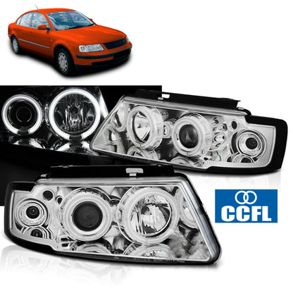 Scheinwerfer Angel Eyes CCFL Chrom passend für VW Passat B5 3B 11.96-08.00