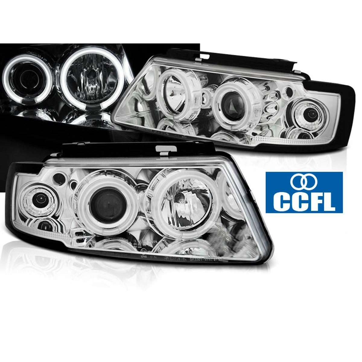 Scheinwerfer Angel Eyes CCFL Chrom passend für VW Passat B5 3B 11.96-08.00