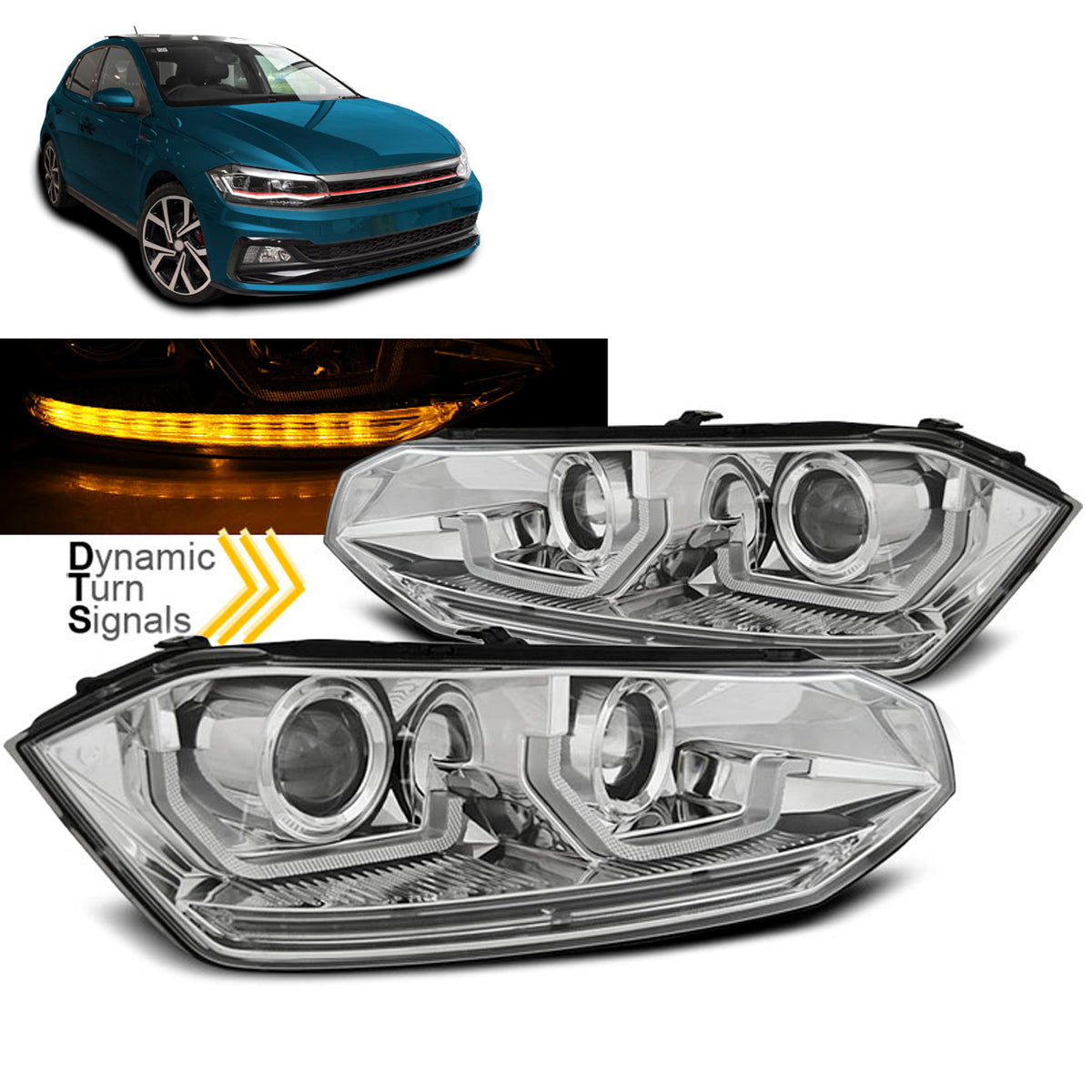 Scheinwerfer VW Polo VI 2G 17-21 SEQ LED Chrom