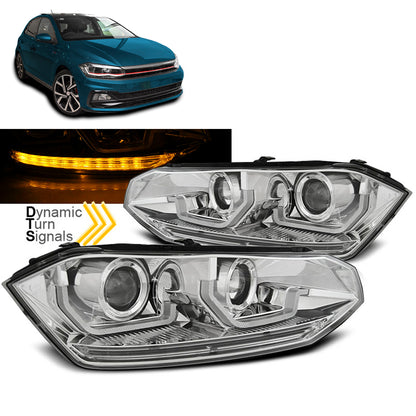 Scheinwerfer VW Polo VI 2G 17-21 SEQ LED Chrom