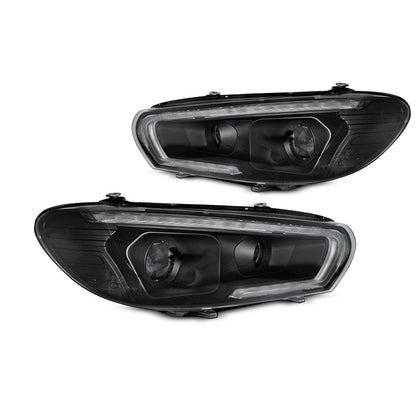 Scheinwerfer Röhren SEQ LED Schwarz passend für VW Scirocco 08-04.14