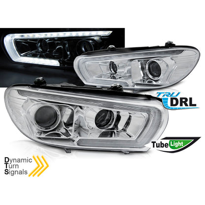 Scheinwerfer Röhren SEQ LED Chrom passend für VW Scirocco 14-17