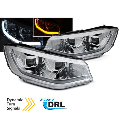 Scheinwerfer Röhrenlicht Chrom DRL SEQ passend für VW Caddy 20-