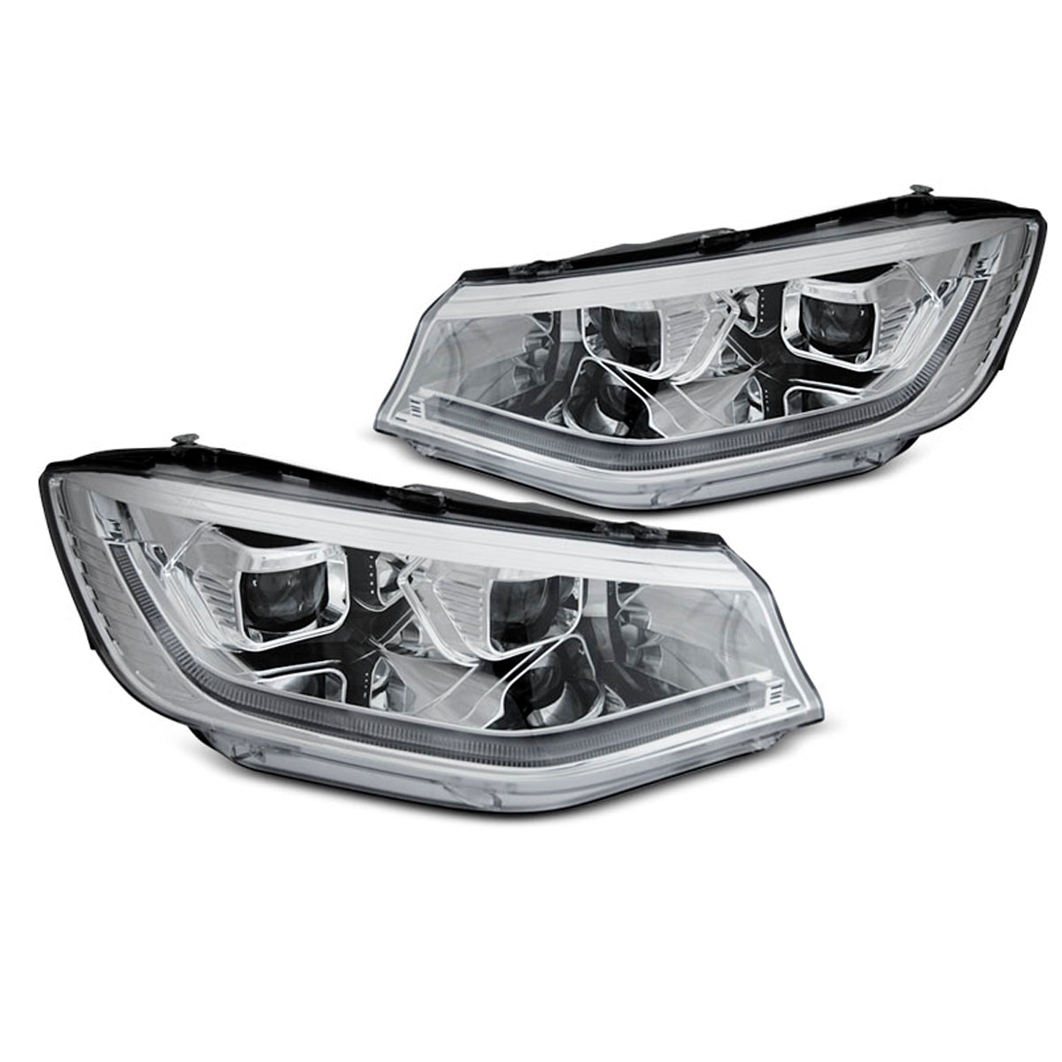 Scheinwerfer Röhrenlicht Chrom DRL SEQ passend für VW Caddy 20-