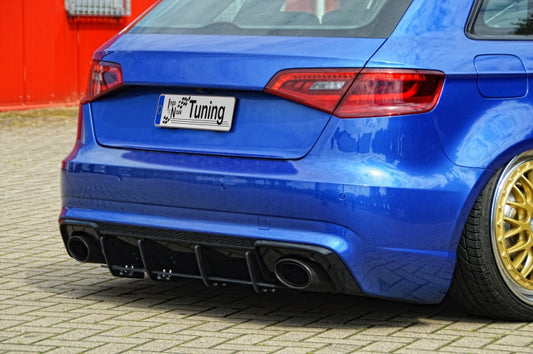 Gefräster Heckansatz Audi RS3, 8VA Bj.: 2015 – 2017 Schwarz Matt