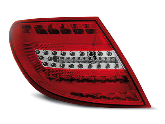 Tuning-Tec Voll LED Lightbar Rückleuchten für Mercedes Benz C-Klasse W204 Limousine 07-10 rot/klar