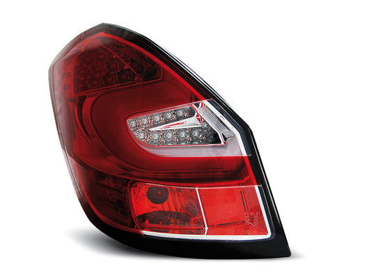 Tuning-Tec LED Lightbar Rückleuchten für Skoda Fabia 2 (5J) 3 und 5 Türer / Kombi 07-14 rot/klar