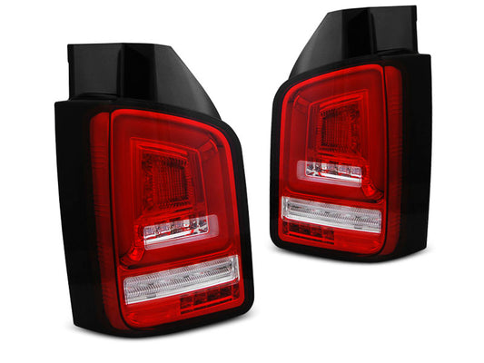 Tuning-Tec Voll LED Lightbar Rückleuchten für VW T5 GP 10-15 rot/klar mit dynamischem Blinker