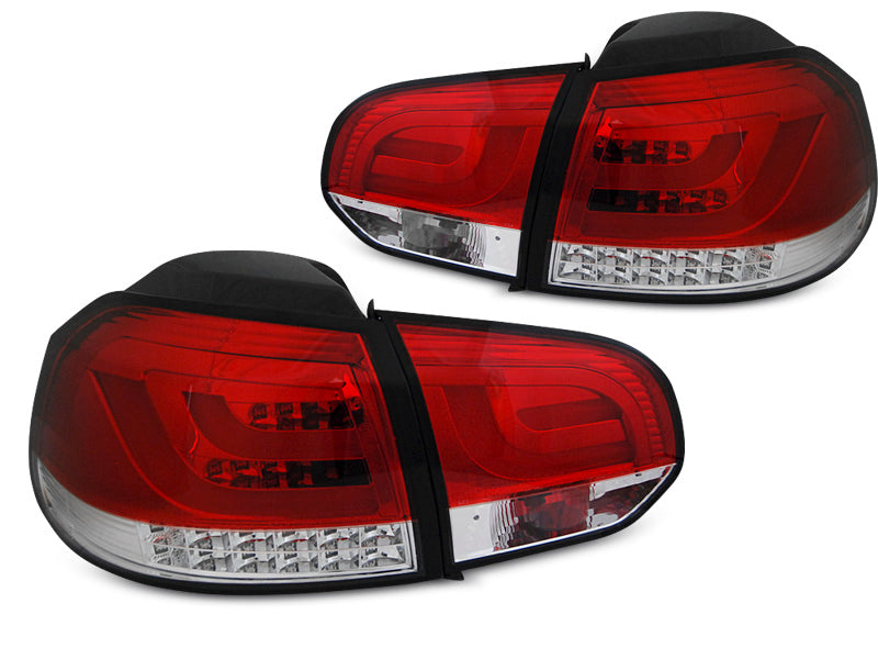 Tuning-Tec LED Lightbar Rückleuchten für VW Golf 6 (VI) 08-12 rot/klar mit LED Blinker