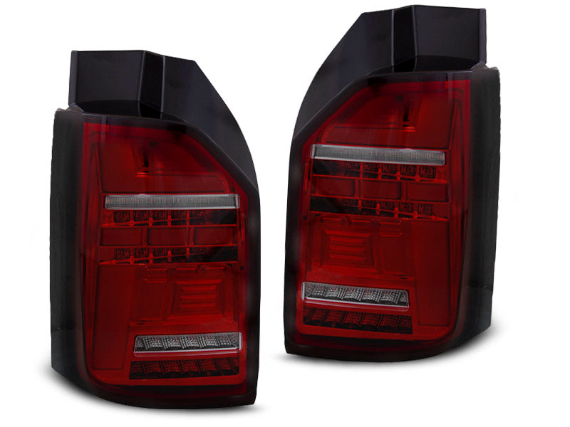 Tuning-Tec Voll LED Lightbar Rückleuchten für VW T6 15-19 rot/rauch mit dynamischen Blinker (für Heckklappe)