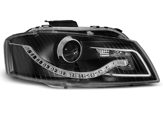 Tuning-Tec LED Tagfahrlicht Scheinwerfer für Audi A3 8P 04-08 schwarz