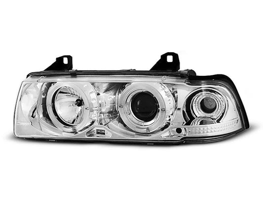 Tuning-Tec LED Angel Eyes Scheinwerfer für BMW 3er E36 Coupe/Cabrio 90-99 chrom