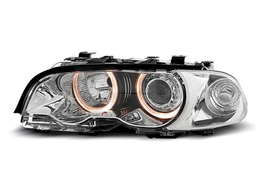 Tuning-Tec Angel Eyes Scheinwerfer für BMW 3er E46 Lim./Touring/Coupe/Cabrio 99-01 Chrom Set