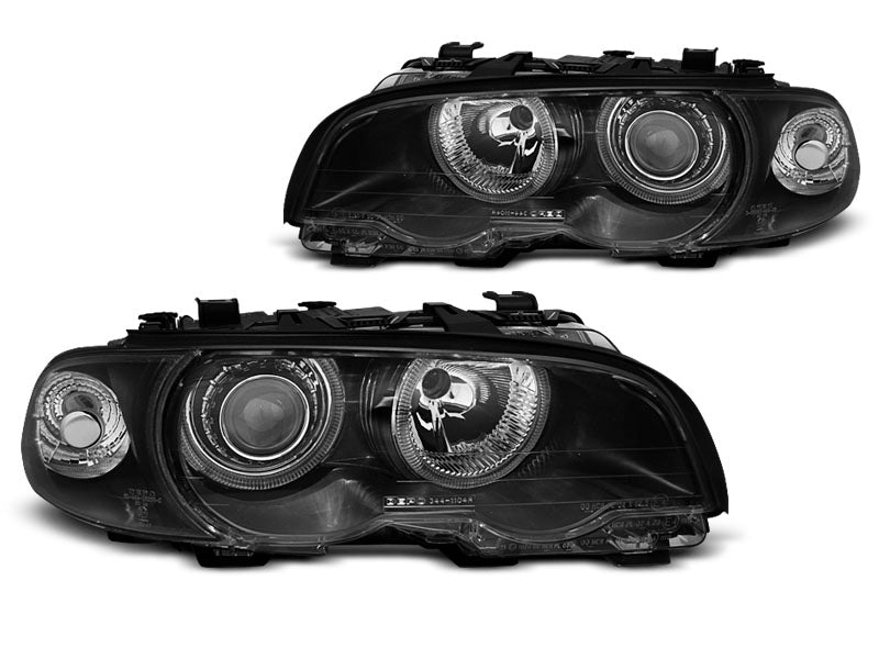 Tuning-Tec LED Angel Eyes Scheinwerfer für BMW 3er E46 Coupe / Cabrio 99-01 schwarz Set
