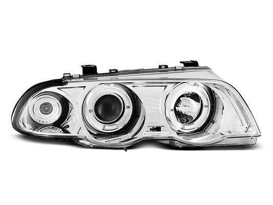 Tuning-Tec LED Angel Eyes Scheinwerfer für BMW 3er E46 98-01 chrom Set