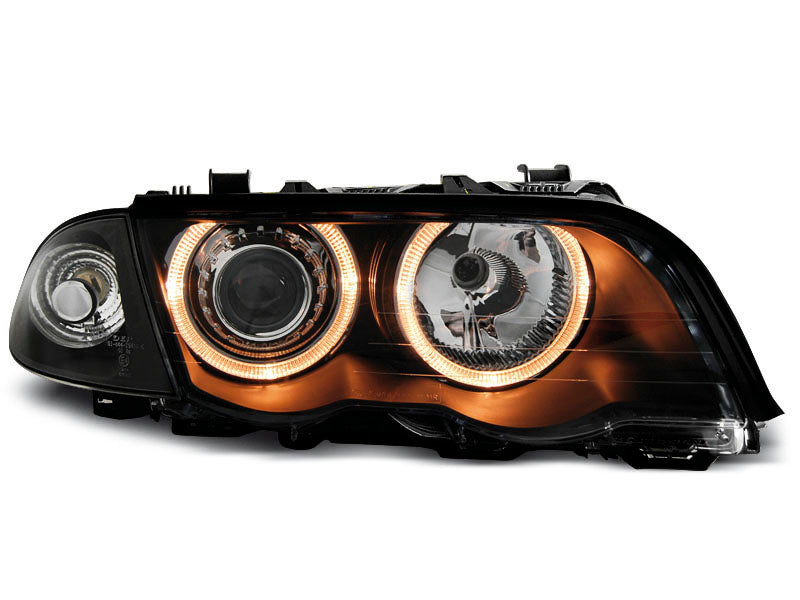 Tuning-Tec LED Angel Eyes Scheinwerfer für BMW 3er E46 98-01 schwarz Set