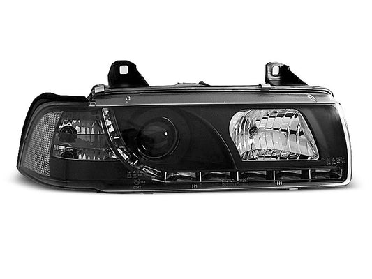 Tuning-Tec LED Tagfahrlicht Scheinwerfer für BMW 3er E36 Coupe/Cabrio 90-99 schwarz