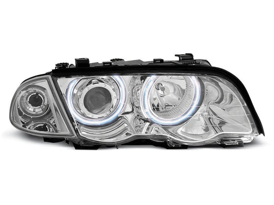 Tuning-Tec CCFL Angel Eyes Scheinwerfer für BMW 3er E46 98-01 chrom Set