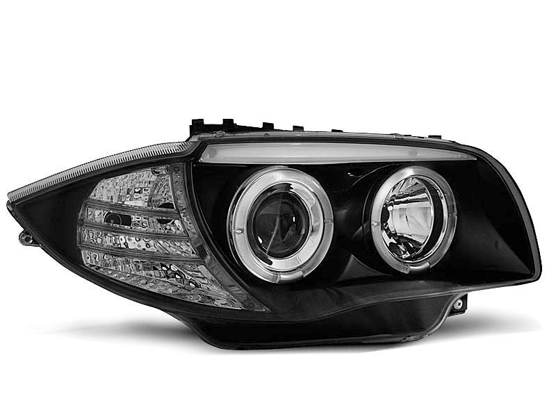 Tuning-Tec LED Angel Eyes Scheinwerfer für BMW 1er E81, E82, E87, E88 04-11 schwarz