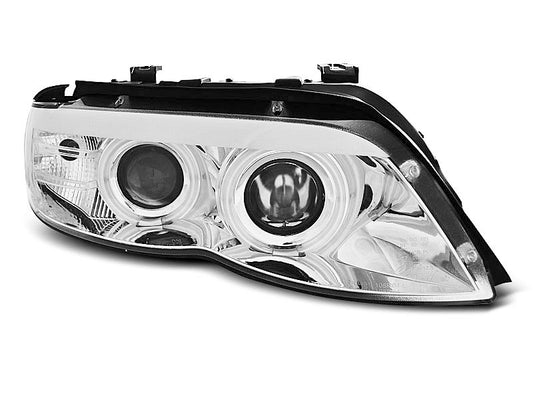 Tuning-Tec Xenon LED Angel Eyes Scheinwerfer für BMW X5 E53 03-06 chrom