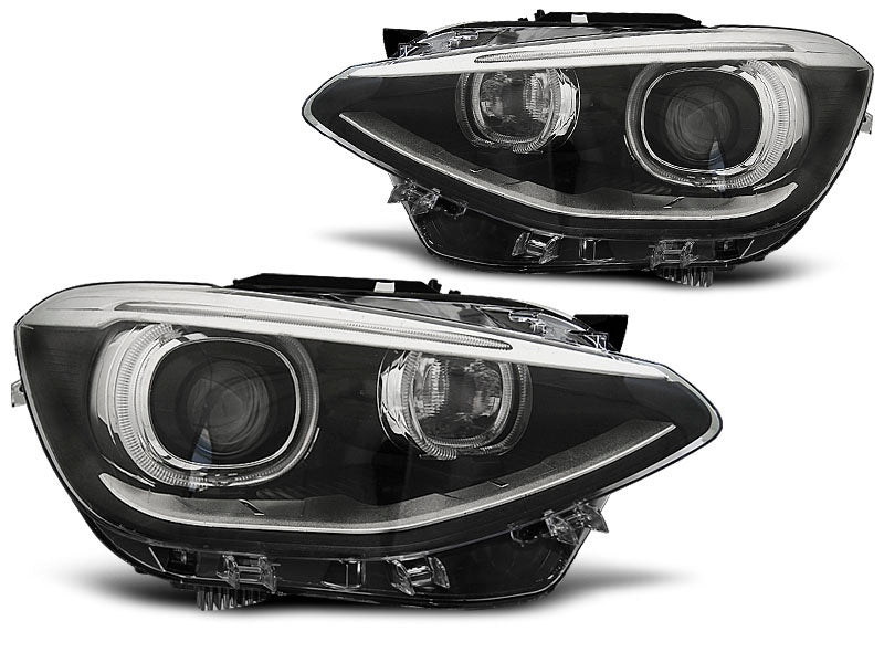 Tuning-Tec LED Tagfahrlicht Angel Eyes Scheinwerfer für BMW 1er F20/F21 11-14 schwarz