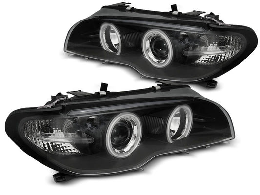 Tuning-Tec Xenon CCFL Angel Eyes Scheinwerfer für BMW 3er E46 Coupe und Cabrio 03-06 schwarz Set