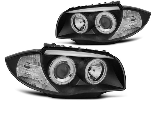 Tuning-Tec CCFL Angel Eyes Scheinwerfer für BMW 1er E81, E82, E87, E88 04-11 schwarz