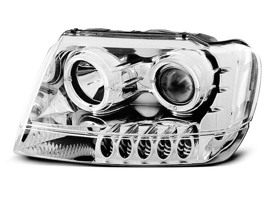 Tuning-Tec LED Angel Eyes Scheinwerfer für Jeep Grand Cherokee 99-05 chrom