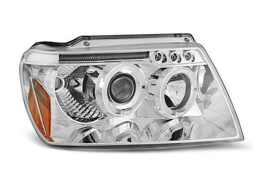 Tuning-Tec LED Angel Eyes Scheinwerfer für Jeep Grand Cherokee 99-05 chrom