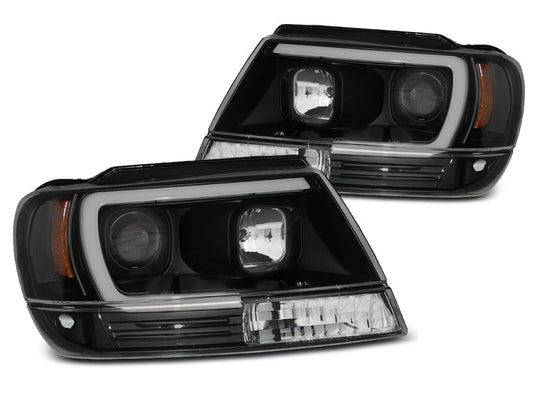Tuning-Tec LED Tagfahrlicht Scheinwerfer für Jeep Grand Cherokee 99-05 schwarz LTI