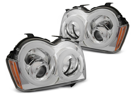 Tuning-Tec LED Angel Eyes Scheinwerfer für Jeep Grand Cherokee 05-08 chrom LTI