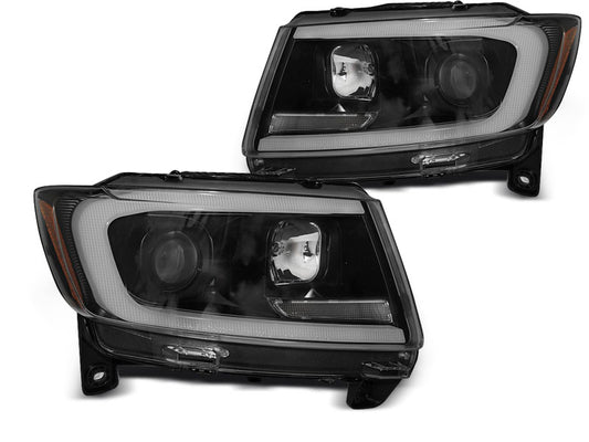 Tuning-Tec LED Tagfahrlicht Scheinwerfer für Jeep Grand Cherokee 11-13 schwarz mit LED Blinker LTI