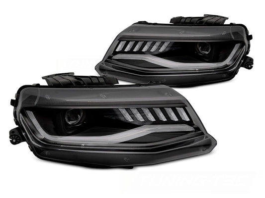 Tuning-Tec Xenon LED Tagfahrlicht Scheinwerfer für Chevrolet Camaro 16-18 schwarz dynamisch