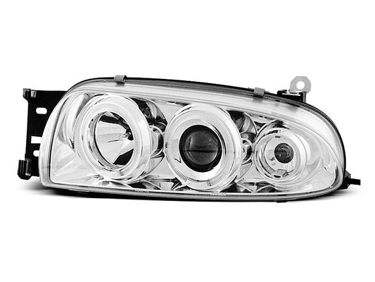 Tuning-Tec LED Angel Eyes Scheinwerfer für Ford Fiesta MK4 95-99 chrom