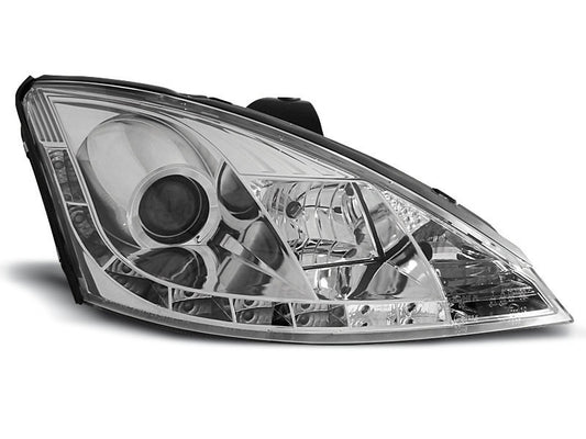 Tuning-Tec LED Tagfahrlicht Scheinwerfer für Ford Focus 1 Facelift 01-04 chrom